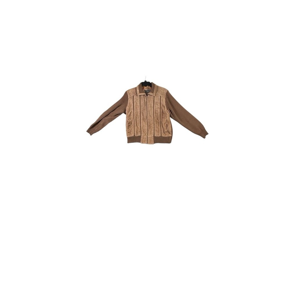 Vintage Alvin Josef Suede, Leather Knit, Bomber Jacket Man's Large Brown, Full Z